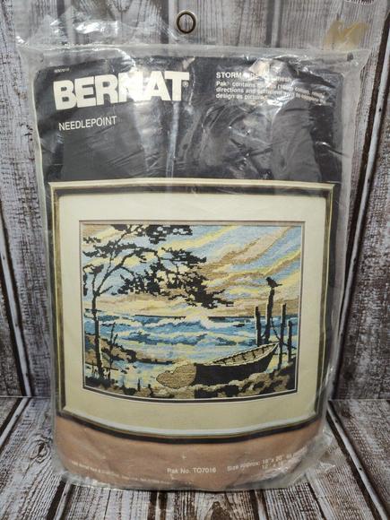 Other - 1985 Bernat WN7016 Storm Tide Needlepoint Kit 16"x20" Frame 1985 New Sealed